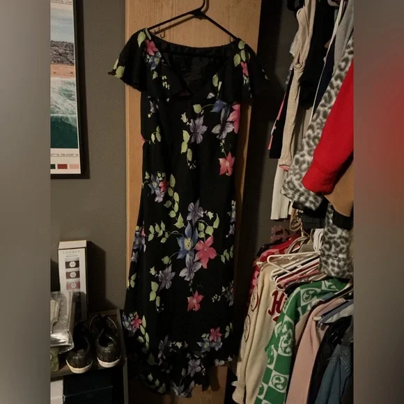 SOLD Floral Black Dress - Picture 3 of 3